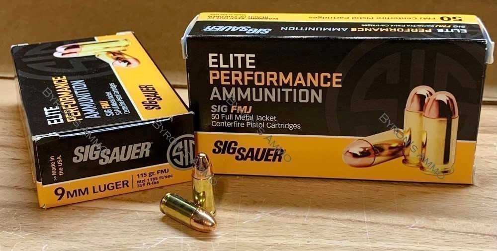 250rds Sig Sauer Elite 9mm 115 grain FMJ Premium target ammo + FAST SHIP-img-1