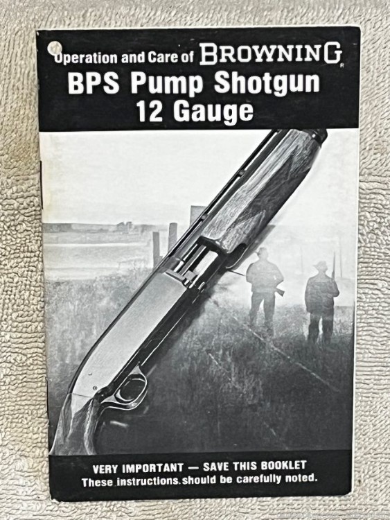 Vintage Browning  Factory Instruction manual  BPS Pump Action 12 Gauge-img-0