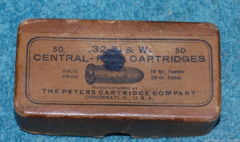 Vintage Partial 2 Piece Box of Peters 32 S&W Central Fire Rifle Cartridges -img-0