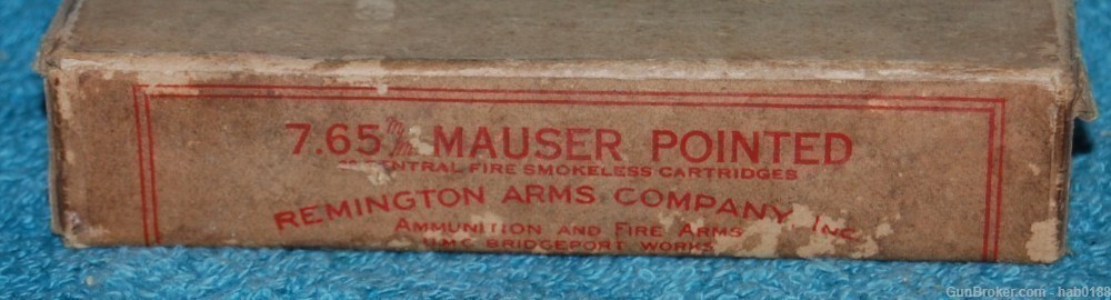 Vintage Full 2 Piece Box Remington UMC Kleanbore 7.65mm Mauser Pointed-img-0