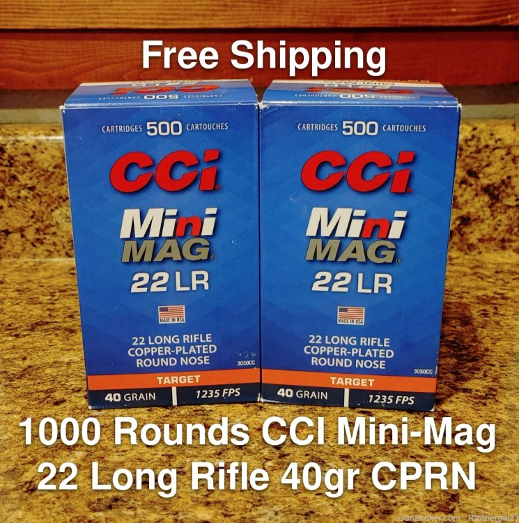 1000 Rounds CCI Mini Mag 22 Long Rifle 40 Grain Copper Plated Round Nose LR-img-0