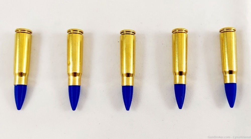 7.62x39 Brass Snap caps / Dummy Training Rounds - Set of 5 - Blue-img-4