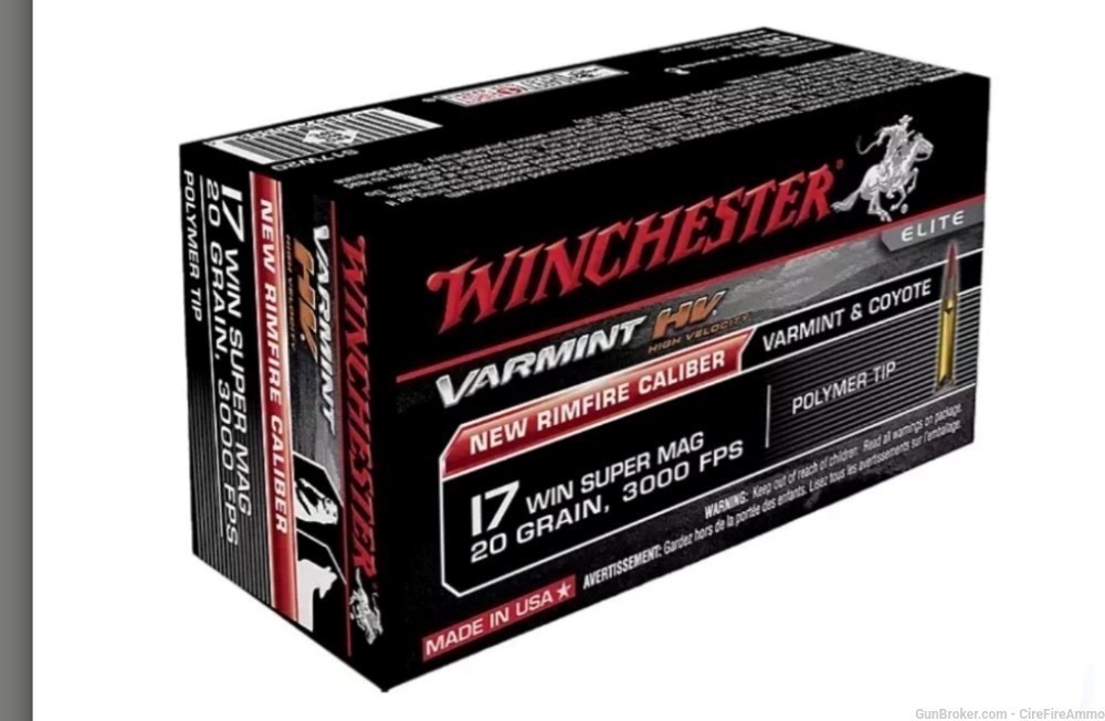 17 Winchester Super Mag wsm High Velocity 3000FPS (50 rounds) No c.c. fees-img-0