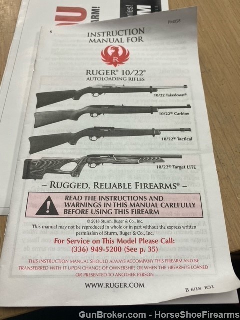 Ruger 10/22 Factory Manual & Literature-img-0