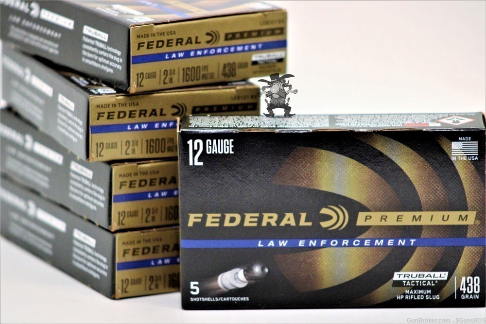 12 GA Federal LE MAX LOAD TRU BALL TACTICAL Rifled HP Slugs 2¾" 25 RDS-img-4