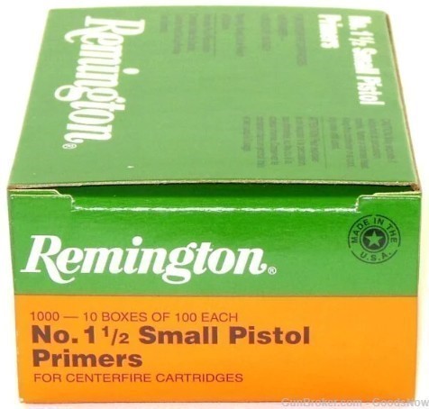 Remington Small Pistol Primers No. 1-1/2 1000 Pcs Rem #1-1/2 1.5 1-1/2-img-0