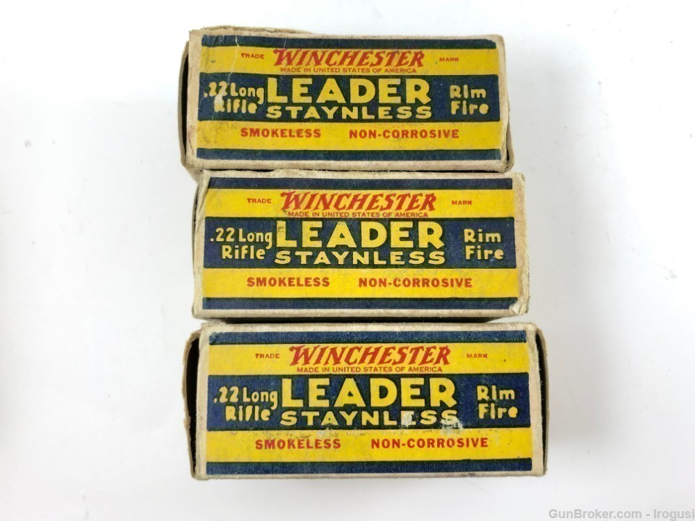 3 Boxes Winchester LEADER .22 LR Staynless 135 Rounds Vintage Ammo-img-2
