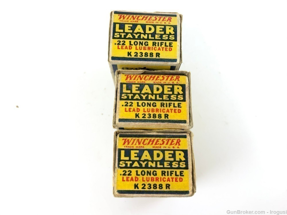 3 Boxes Winchester LEADER .22 LR Staynless 135 Rounds Vintage Ammo-img-6