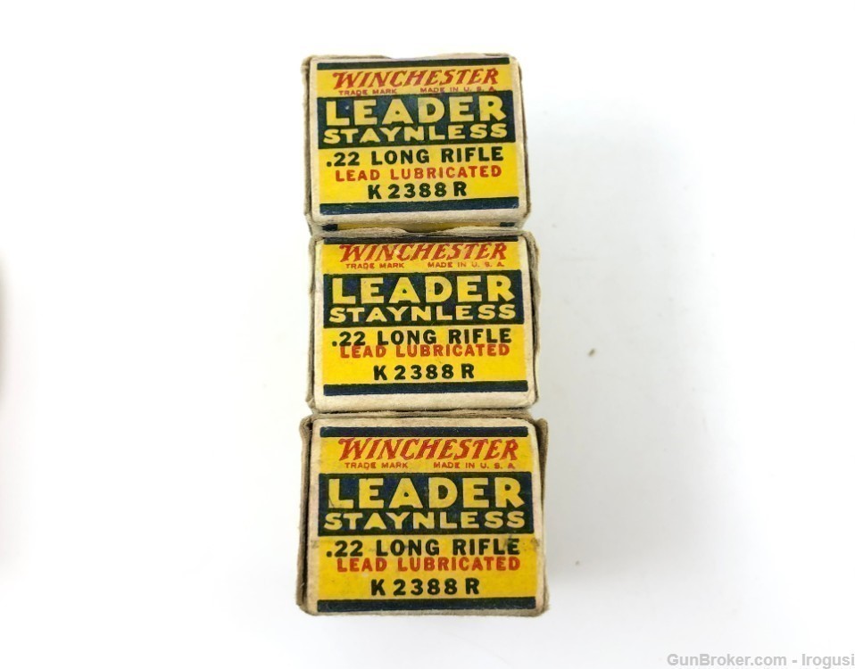 3 Boxes Winchester LEADER .22 LR Staynless 135 Rounds Vintage Ammo-img-5