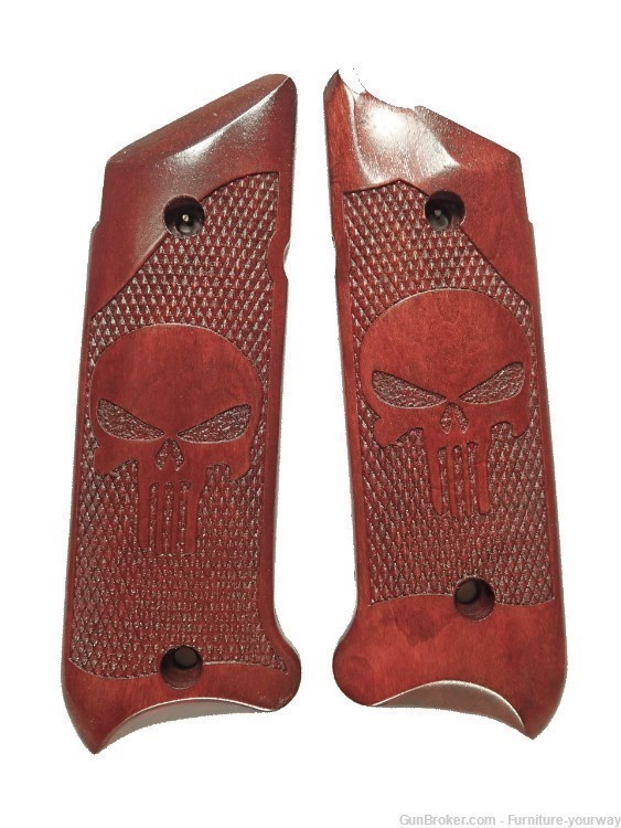 -Rosewood Punisher #2 Ruger Mark IV Grips Checkered Engraved Textured-img-1