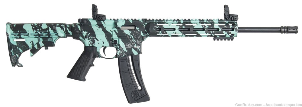 Smith & WESSON 12066 M&P15 Sport 22LR 25RD 16.5" ROBIN EGG BLUE OPT READY -img-0