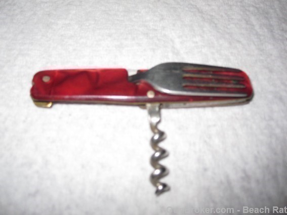 Red Folding Pocket Knife,Fork & Cork Screw.-img-4