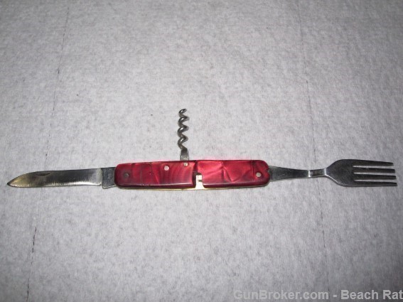 Red Folding Pocket Knife,Fork & Cork Screw.-img-8