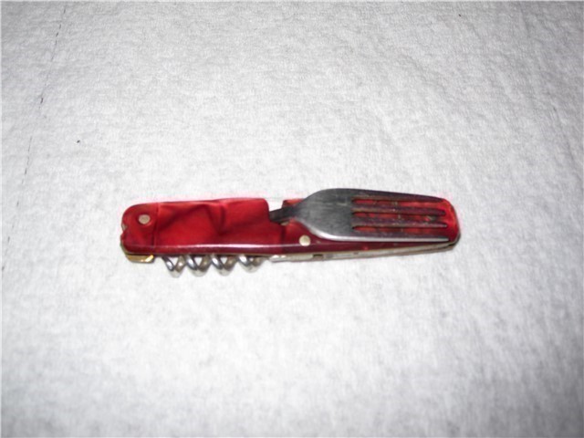 Red Folding Pocket Knife,Fork & Cork Screw.-img-1