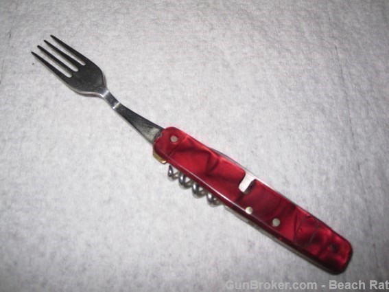 Red Folding Pocket Knife,Fork & Cork Screw.-img-2