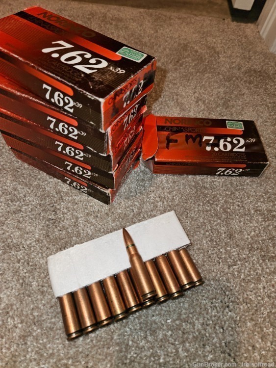 120 rounds Chinese , Norinco, China sport, 7.62x 39 , steel core.-img-0