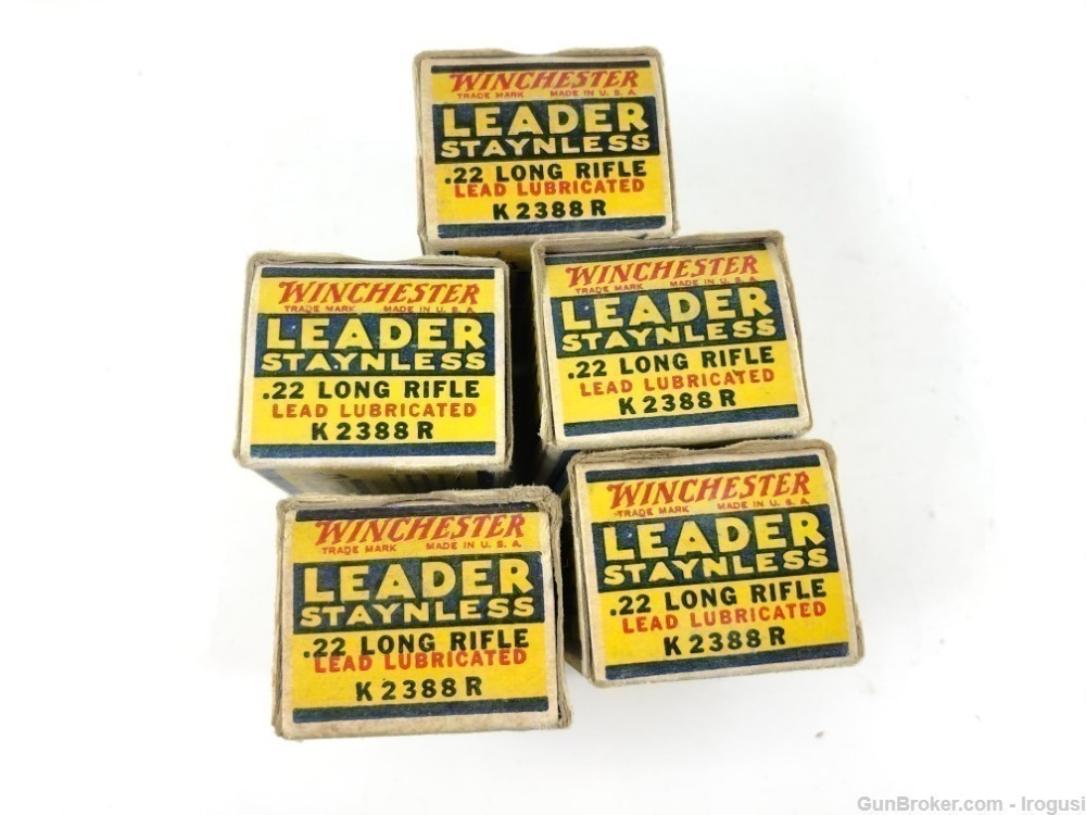 5 Boxes Winchester LEADER .22 LR Staynless 250 Rounds Vintage Ammo-img-7
