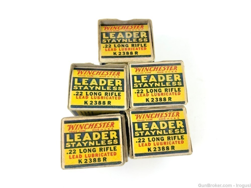 5 Boxes Winchester LEADER .22 LR Staynless 250 Rounds Vintage Ammo-img-6