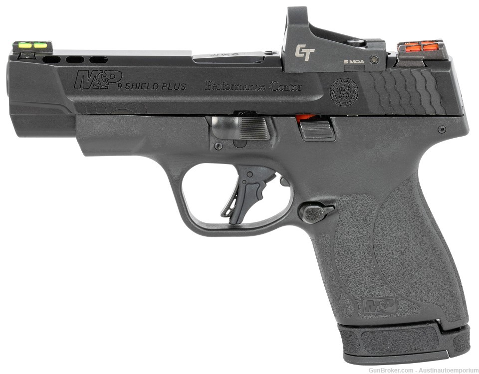 Smith& WESSON 13253 M&P SHIELD PLUS PERFORMANCE RED DOT PORTED 10/13RD BLK-img-1