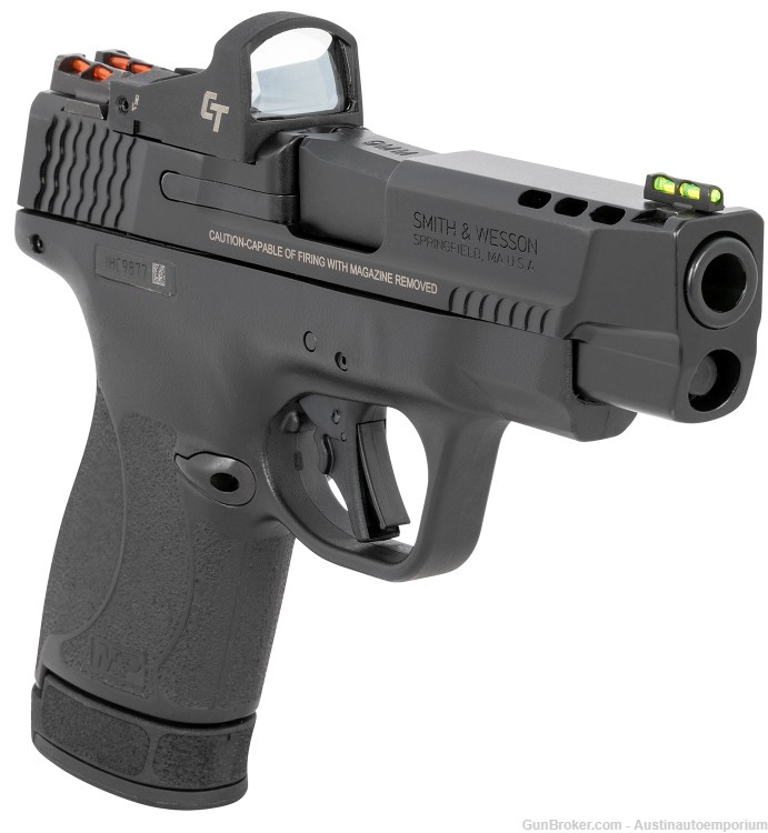 Smith& WESSON 13253 M&P SHIELD PLUS PERFORMANCE RED DOT PORTED 10/13RD BLK-img-2