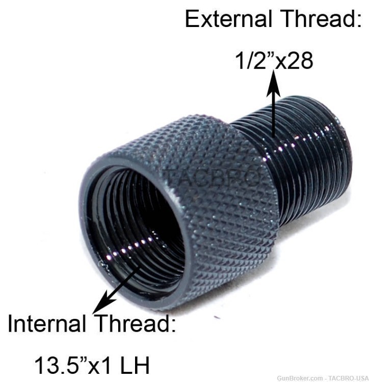 TACBRO Steel Muzzle Thread Adapter Convert 13.5x1 LH to 1/2x28 RH-img-0