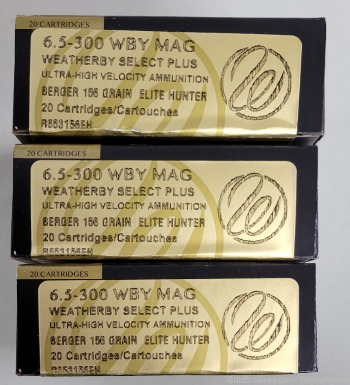 Weatherby Select Plus 6.5-300 Weatherby mag 156gr elite hunter lot of 60rds-img-0