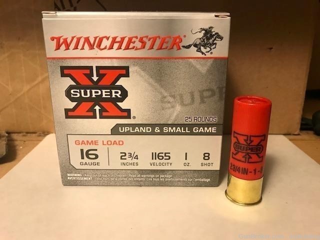 Winchester XU168 Super-X 16ga 1oz #8 shot 250 Rounds-img-0