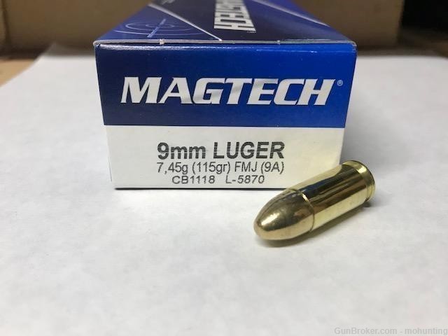 Magtech 9A 9mm Luger 115gr FMJ 500 Rounds 9x19-img-0