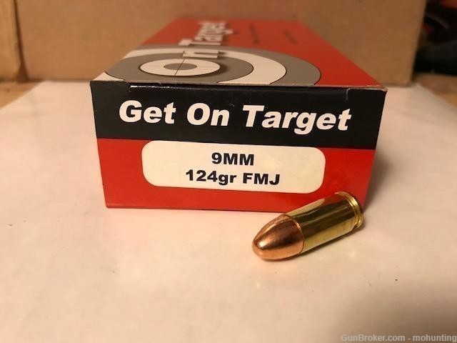 On Target 9mm Luger 124gr FMJ 1000 Rounds 9x19-img-0