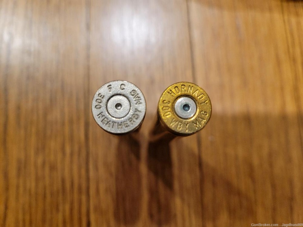 300 Weatherby Mag Brass, 1X Fired, 67 Hornady Stamp, 20 FC Nickel-img-1
