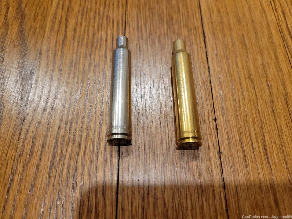 300 Weatherby Mag Brass, 1X Fired, 67 Hornady Stamp, 20 FC Nickel-img-2