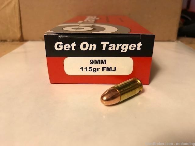 On Target 9mm Luger 115gr FMJ 500 Rounds 9x19-img-0