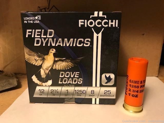 Fiocchi 12GT8 12ga 2 3/4 in. 1oz 8shot 250 Rounds Dove Loads-img-0