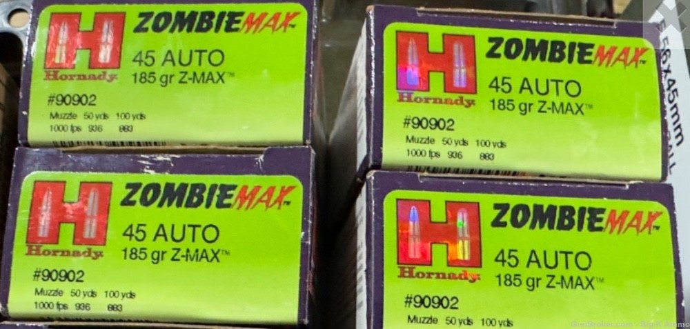 Hornady Zombie Max Ammunition 45 ACP 185 Gr Z-Max Flex Tip eXpanding 80 Rds-img-0