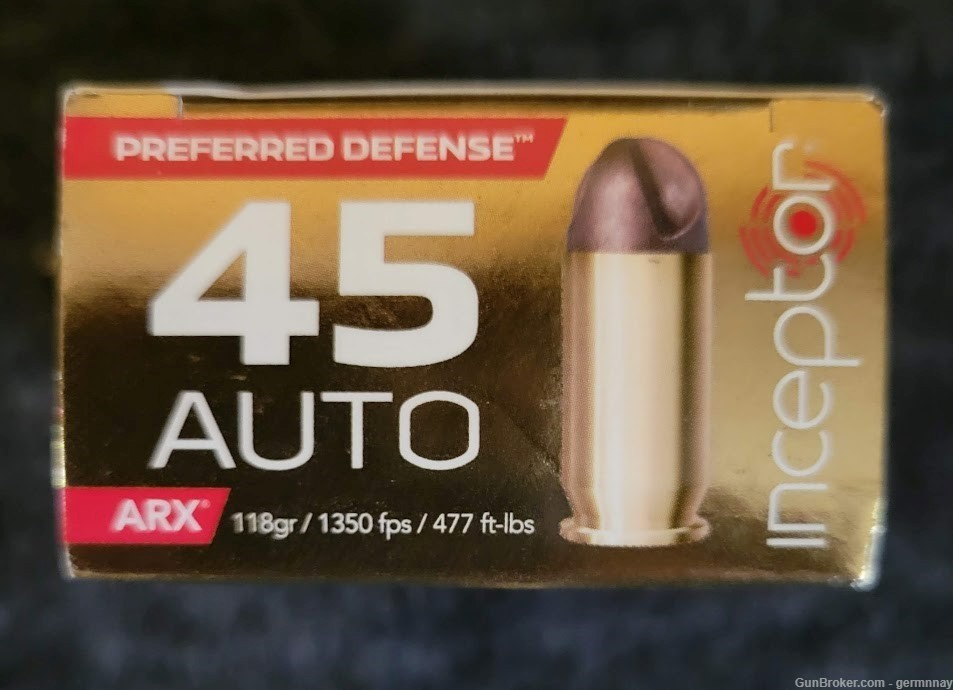 Inceptor ARX Preffered Defense 45 Auto 118gr rd box-img-0