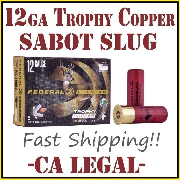 5rds Federal Trophy Copper™ 12GA 300 grain hunting 2.75" P152TC + FAST SHIP-img-0