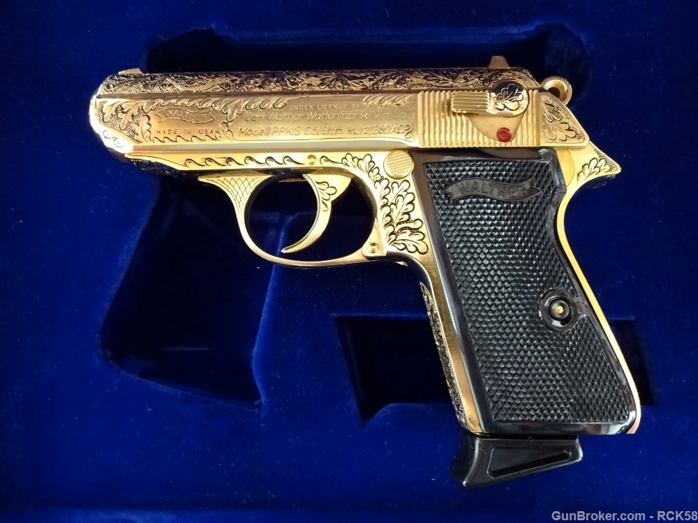 WALTHER INTERARMS PPK/S .380 FACTORY ENGRAVED 24K GOLD *NEW IN CASE*-img-4