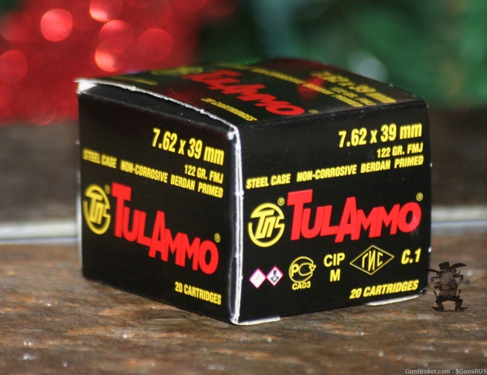 TulAmmo® Steel Cased Berdan Primed 100 ROUNDS 7.62x39 122 Grain FMJ -img-2