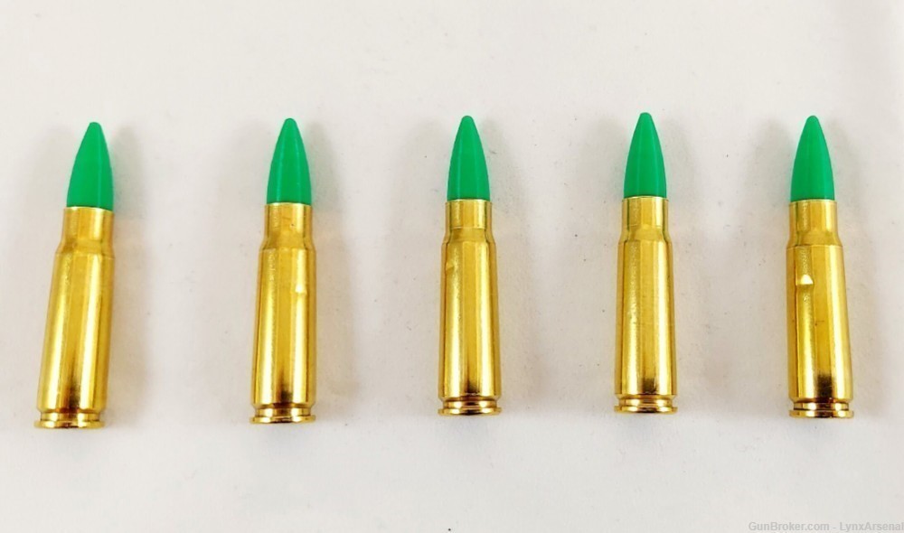 7.62x39 Brass Snap caps / Dummy Training Rounds - Set of 5 - Green-img-2