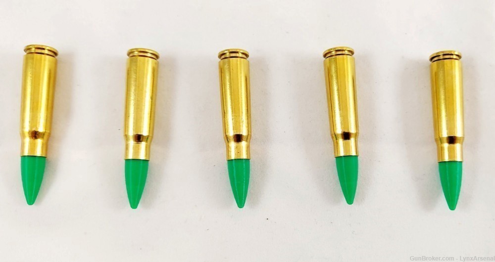 7.62x39 Brass Snap caps / Dummy Training Rounds - Set of 5 - Green-img-4