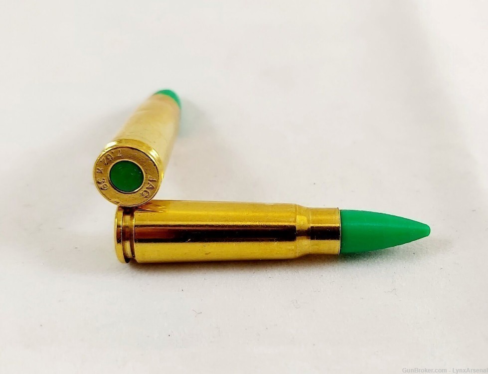 7.62x39 Brass Snap caps / Dummy Training Rounds - Set of 5 - Green-img-1