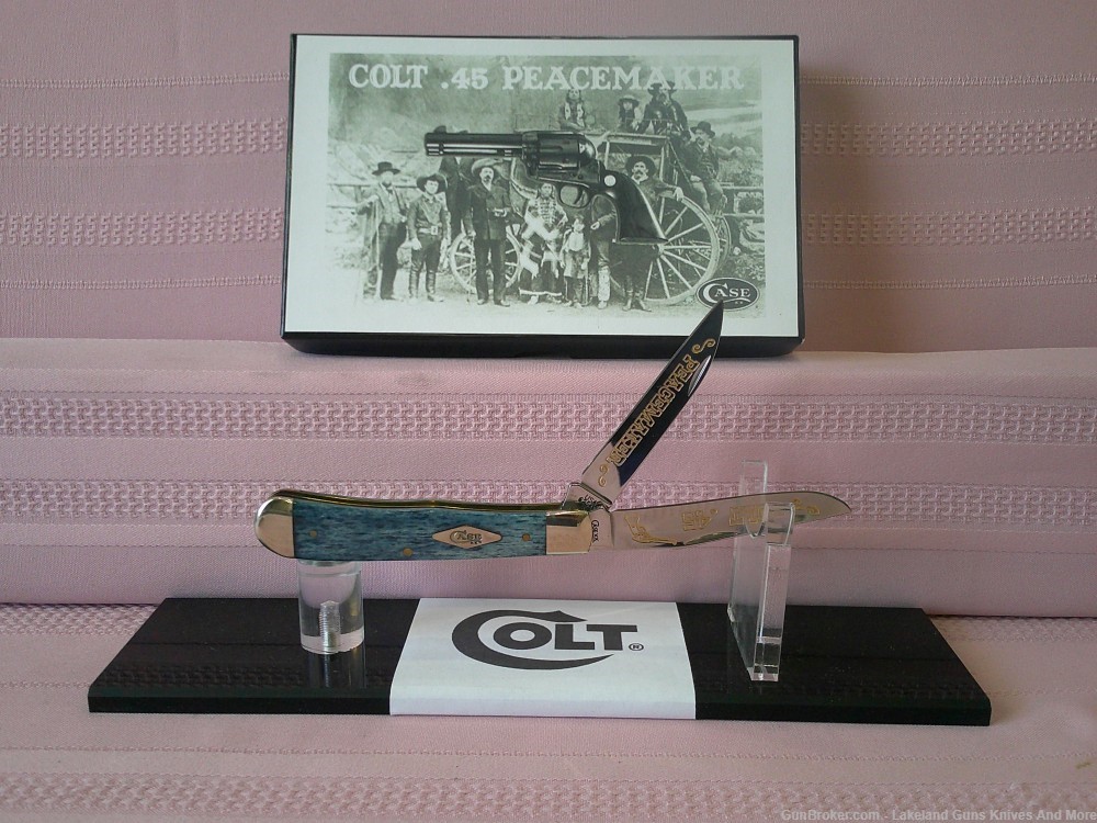 Rare Case XX Colt .45 Peacemaker Gold Etched Blue Trapper #3 of 300 Made!-img-19