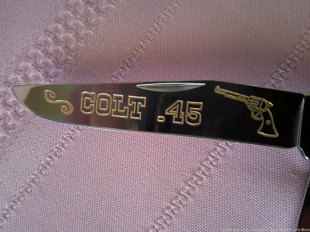 Rare Case XX Colt .45 Peacemaker Gold Etched Blue Trapper #3 of 300 Made!-img-12