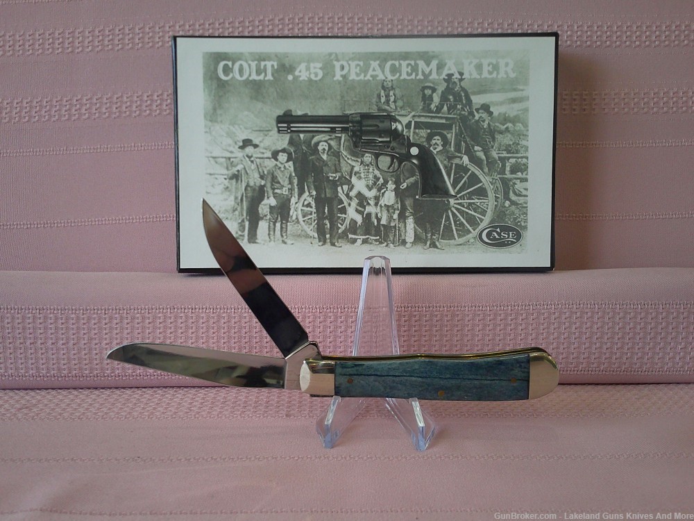 Rare Case XX Colt .45 Peacemaker Gold Etched Blue Trapper #3 of 300 Made!-img-24