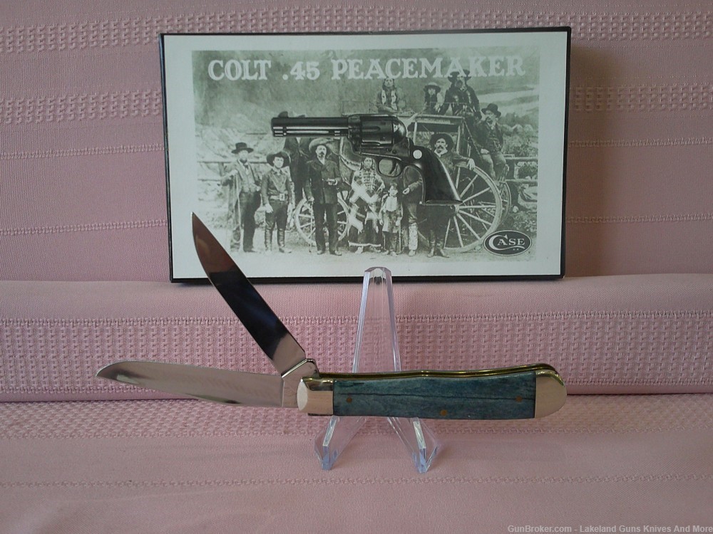 Rare Case XX Colt .45 Peacemaker Gold Etched Blue Trapper #3 of 300 Made!-img-23