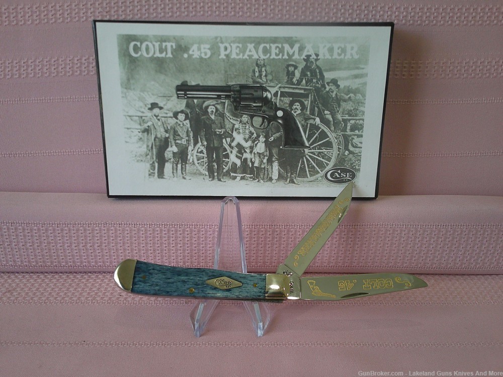 Rare Case XX Colt .45 Peacemaker Gold Etched Blue Trapper #3 of 300 Made!-img-22