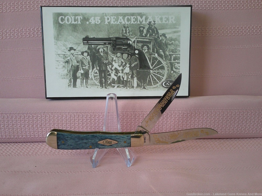 Rare Case XX Colt .45 Peacemaker Gold Etched Blue Trapper #3 of 300 Made!-img-20