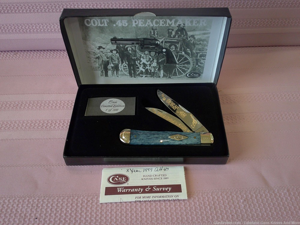 Rare Case XX Colt .45 Peacemaker Gold Etched Blue Trapper #3 of 300 Made!-img-0