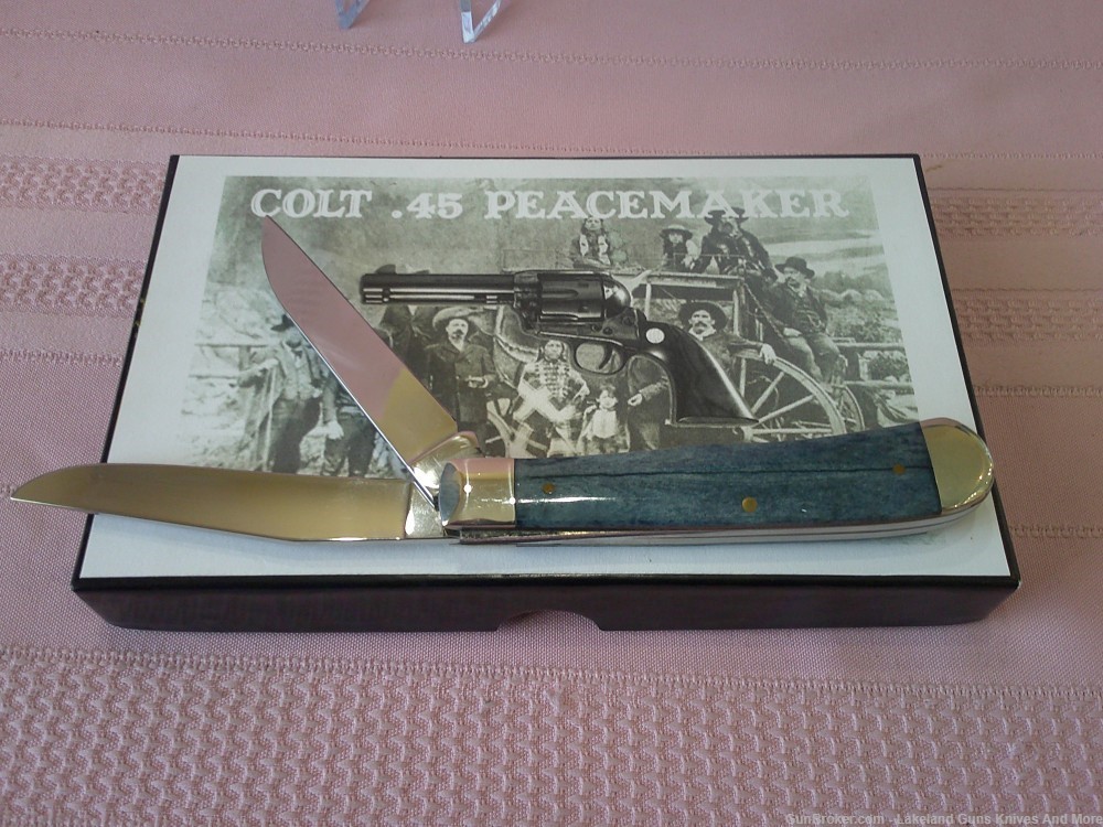 Rare Case XX Colt .45 Peacemaker Gold Etched Blue Trapper #3 of 300 Made!-img-5