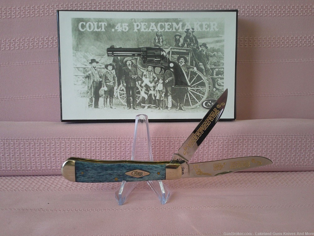Rare Case XX Colt .45 Peacemaker Gold Etched Blue Trapper #3 of 300 Made!-img-21